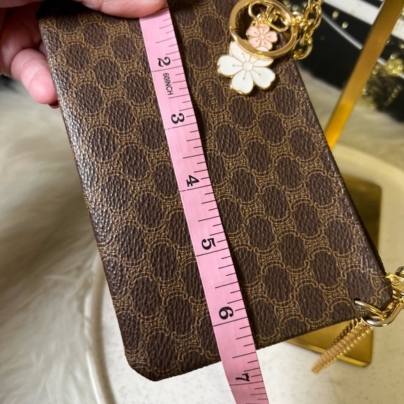Excellent Preloved Celine Pouch/wristlet for w/ unbranded gold chain and charms. - Picture 9 of 10